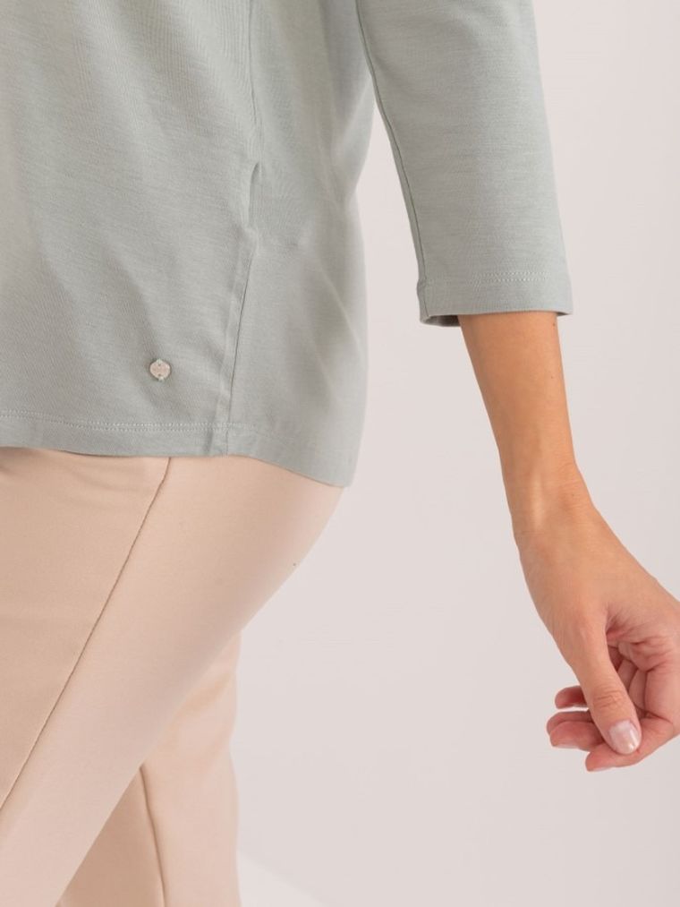 Bluzka damska z długim rękawem, zielona, Sublevel