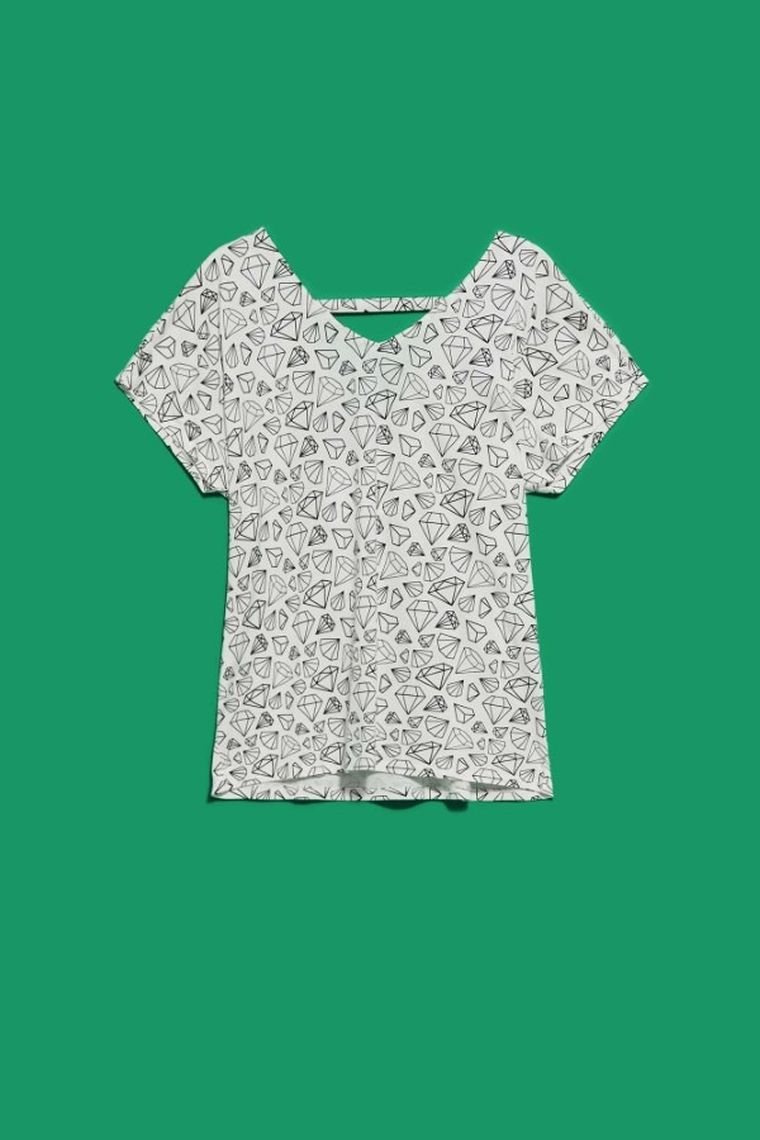 Bluzka damska z krótkim rękawem, biała, Moodo