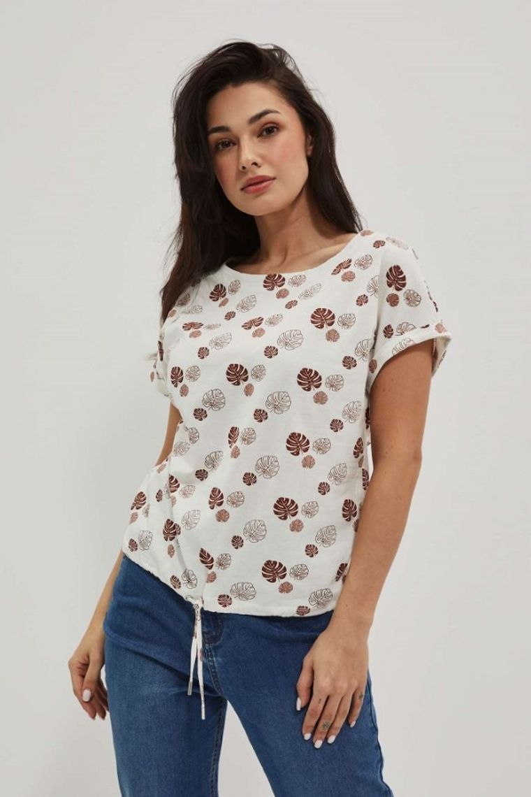 Bluzka damska z krótkim rękawem, biała, Moodo