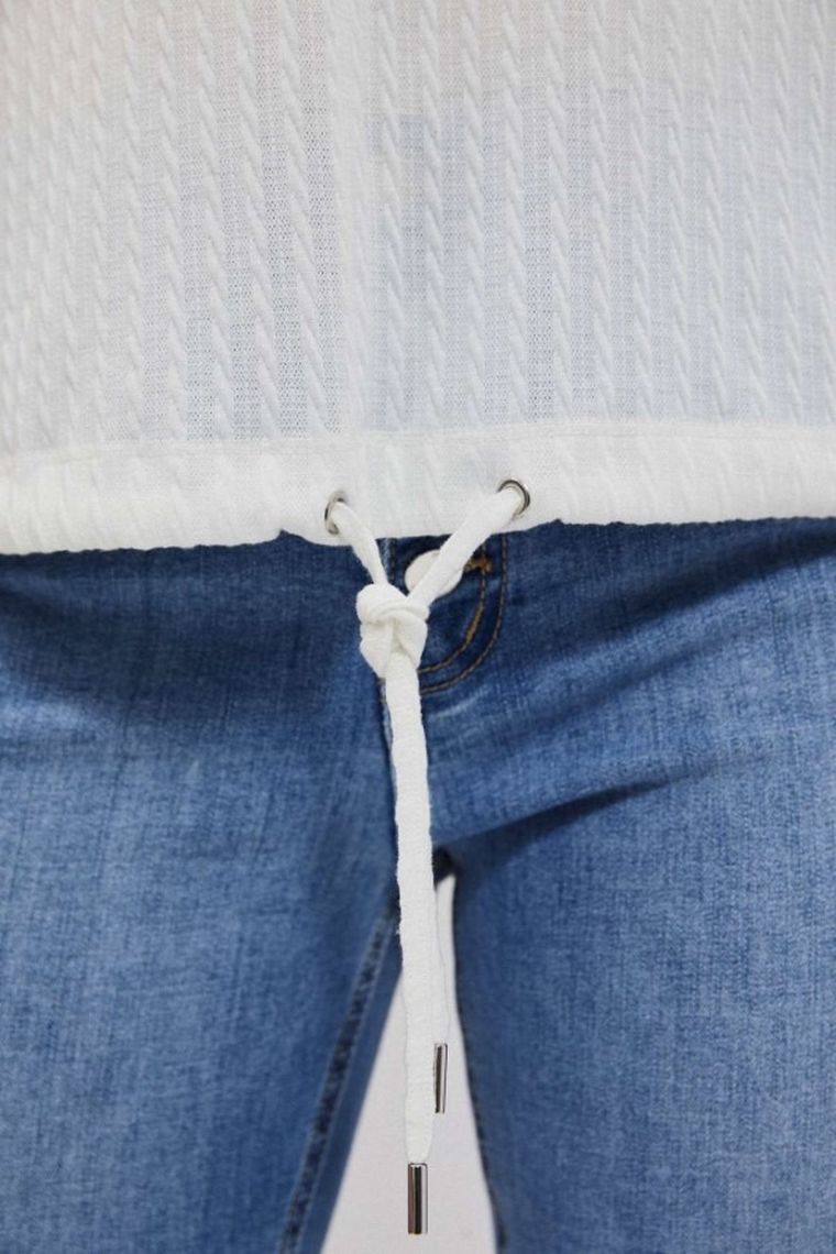 Bluzka damska z krótkim rękawem, biała, Moodo