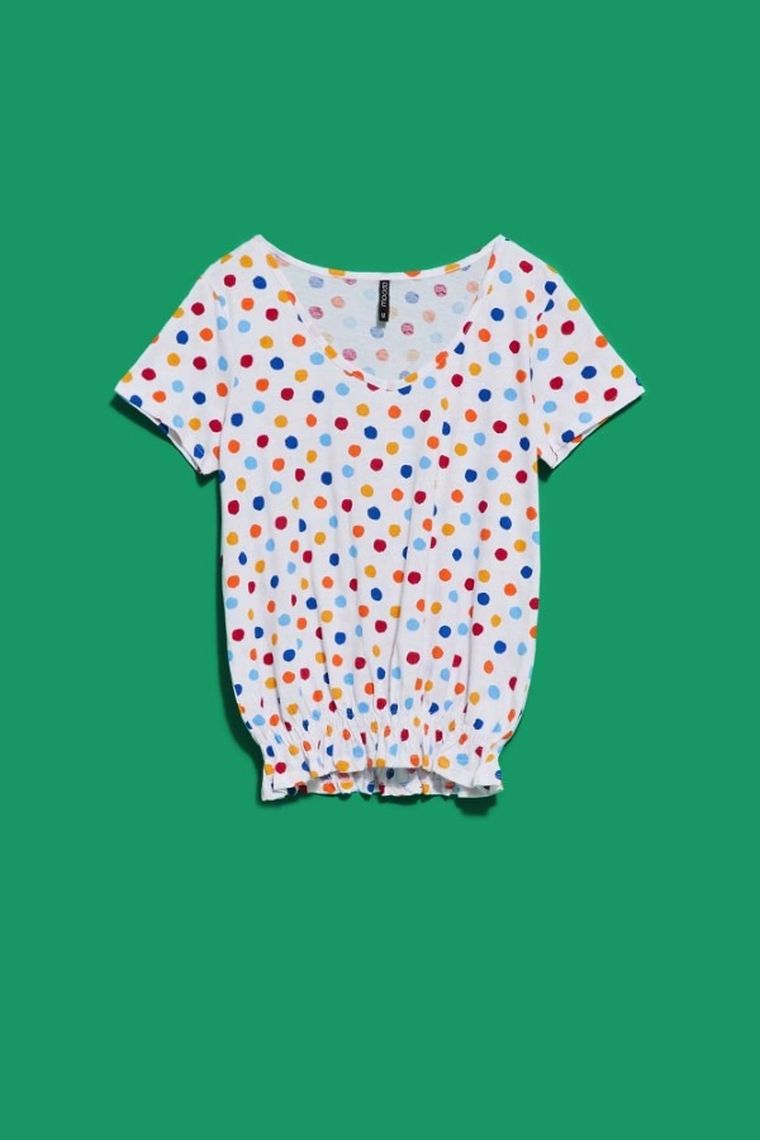 Bluzka damska z krótkim rękawem, biała, Moodo