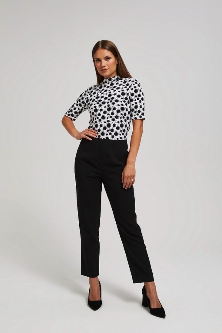 Bluzka damska z krótkim rękawem, biała, Moodo