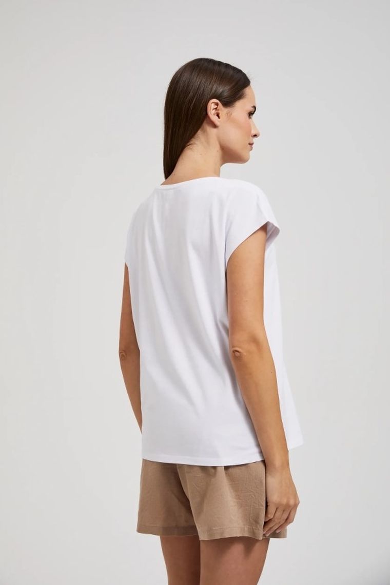 Bluzka damska z krótkim rękawem, biała, Moodo