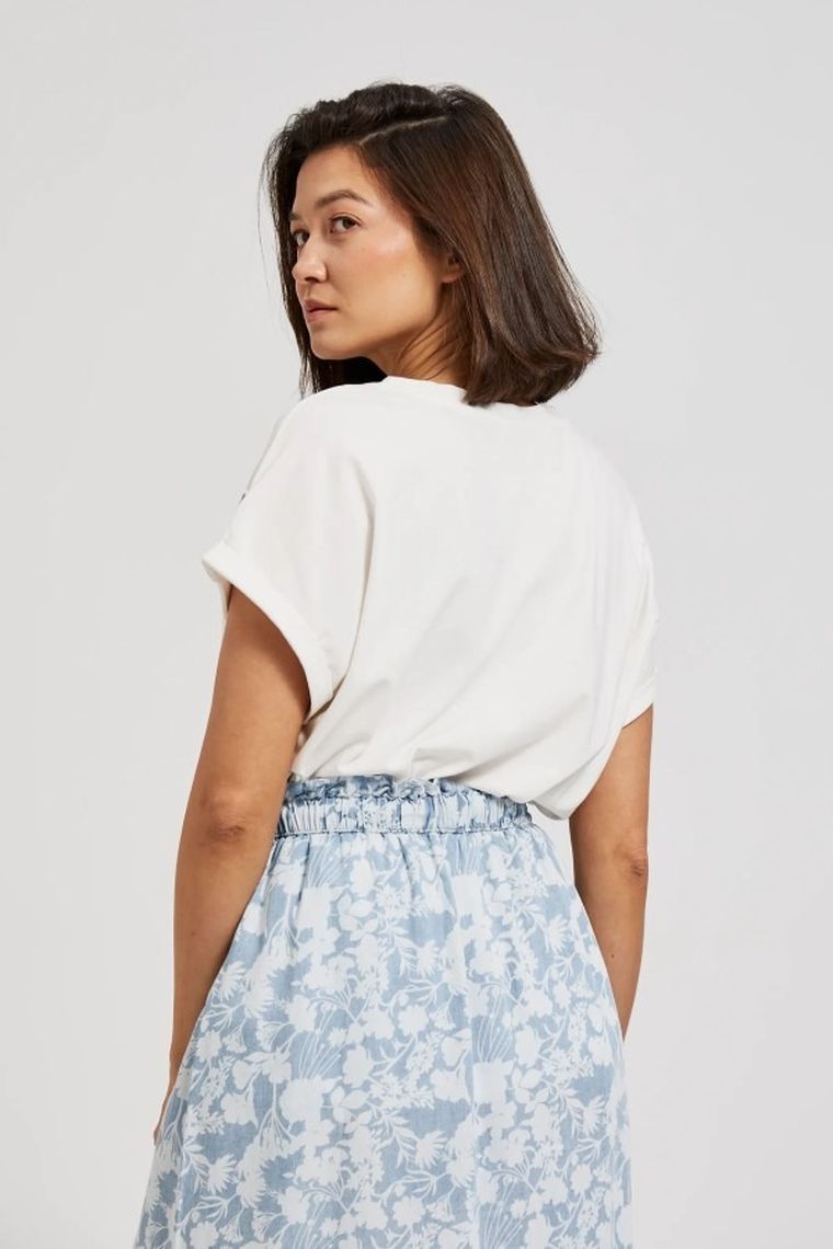 Bluzka damska z krótkim rękawem, biała, Moodo