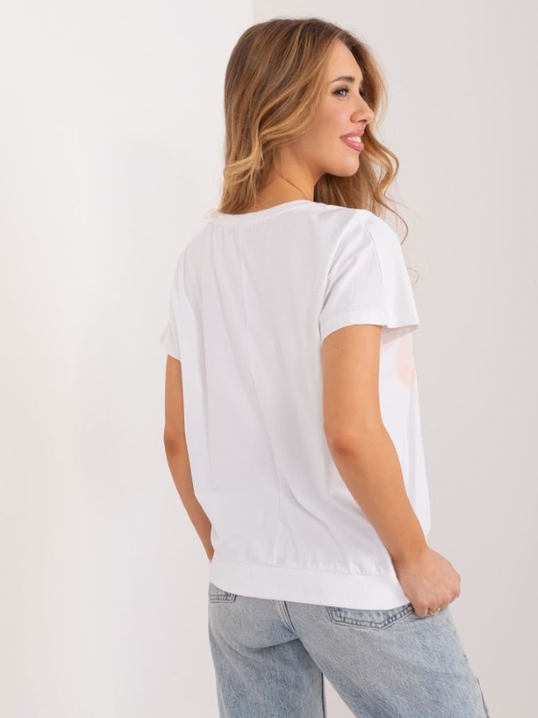 Bluzka damska z krótkim rękawem, biała, Rue Paris