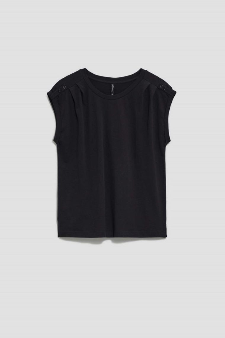 Bluzka damska z krótkim rękawem, czarna, Moodo