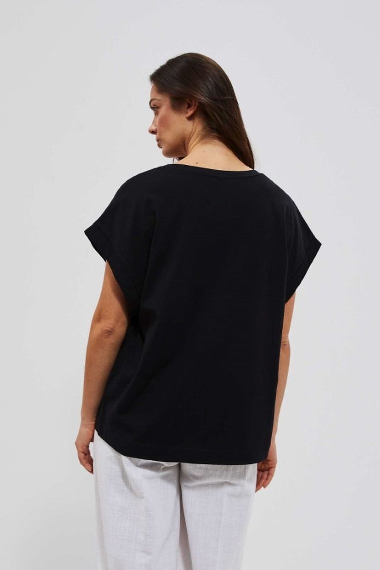 Bluzka damska z krótkim rękawem, czarna, Moodo