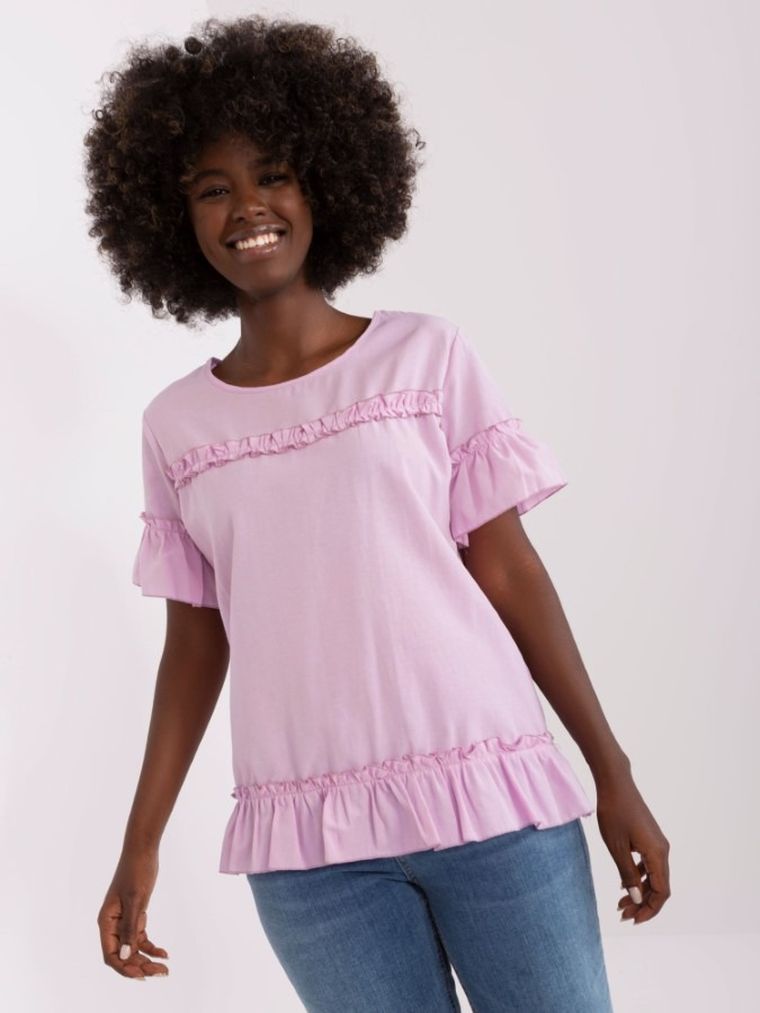 Bluzka damska z krótkim rękawem, fioletowa, Lakerta