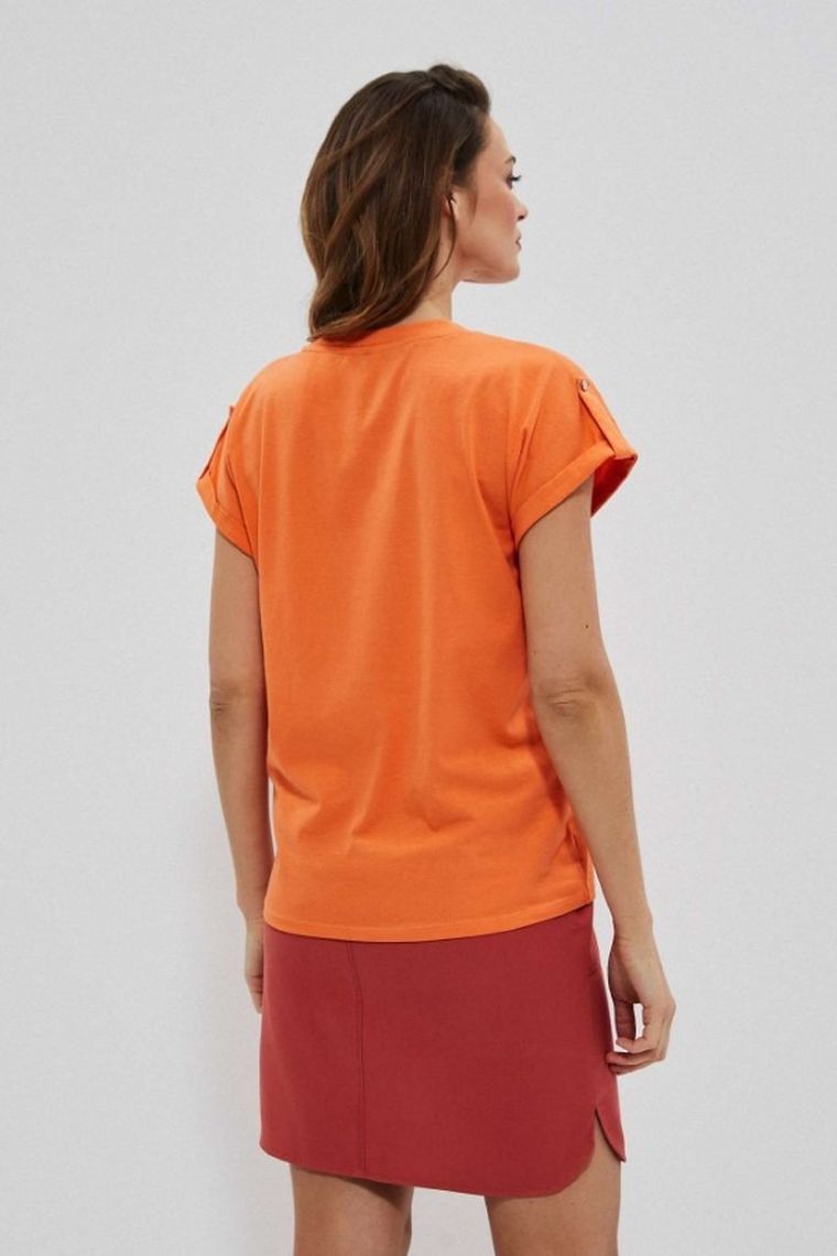 Bluzka damska z krótkim rękawem, pomarańczowa, Moodo