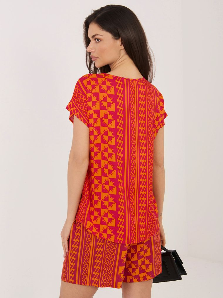 Bluzka damska z krótkim rękawem, różowa, Sublevel