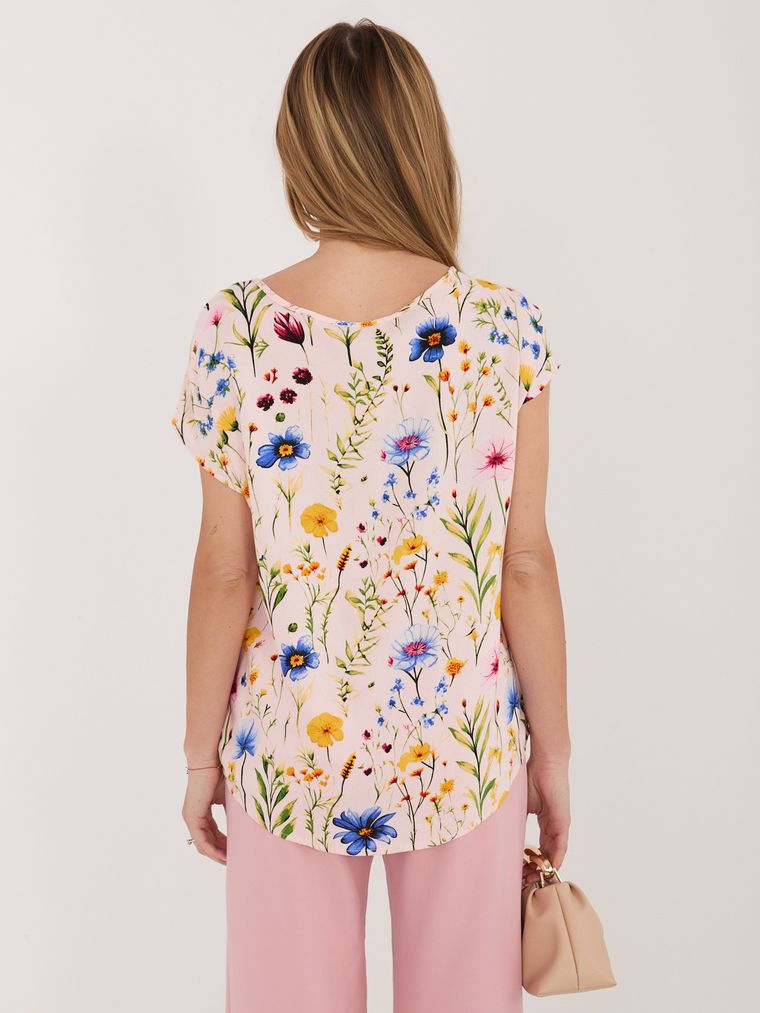 Bluzka damska z krótkim rękawem, różowa, Sublevel