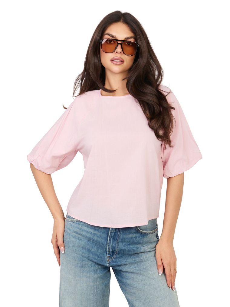 Bluzka damska z krótkim rękawem, różowa, Sublevel