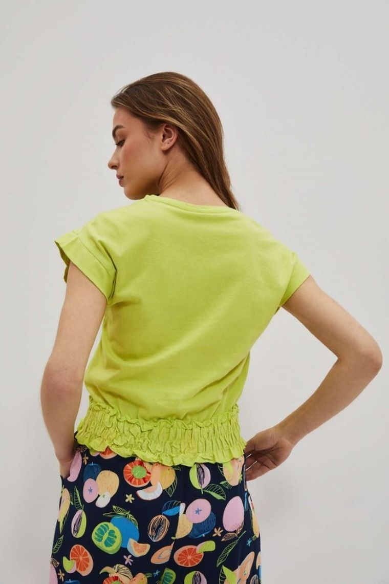 Bluzka damska z krótkim rękawem, zielona, Moodo