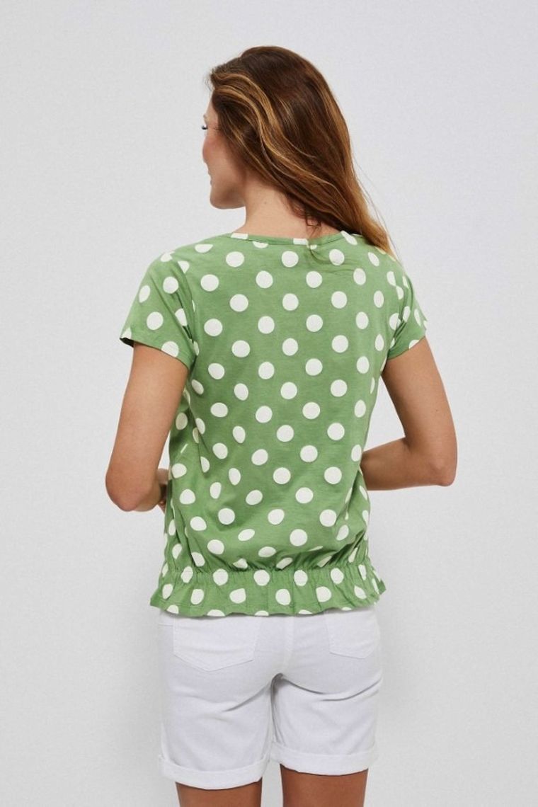 Bluzka damska z krótkim rękawem, zielona, Moodo