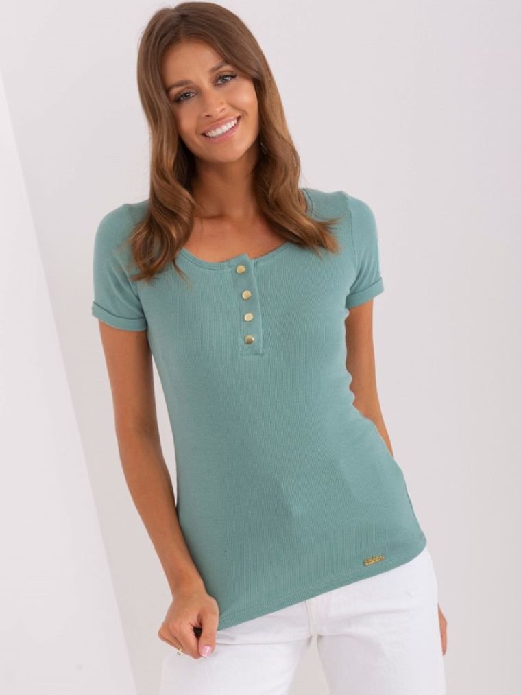 Bluzka damska z krótkim rękawem, zielona, Och Bella