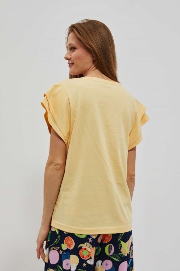 Bluzka damska z krótkim rękawem, żółta, Moodo