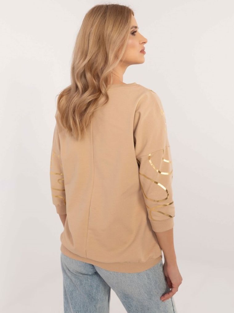 Bluzka damska z rękawem 3/4, beżowa, Calimera