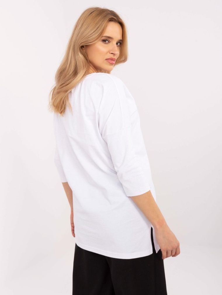 Bluzka damska z rękawem 3/4, biała, Calimera