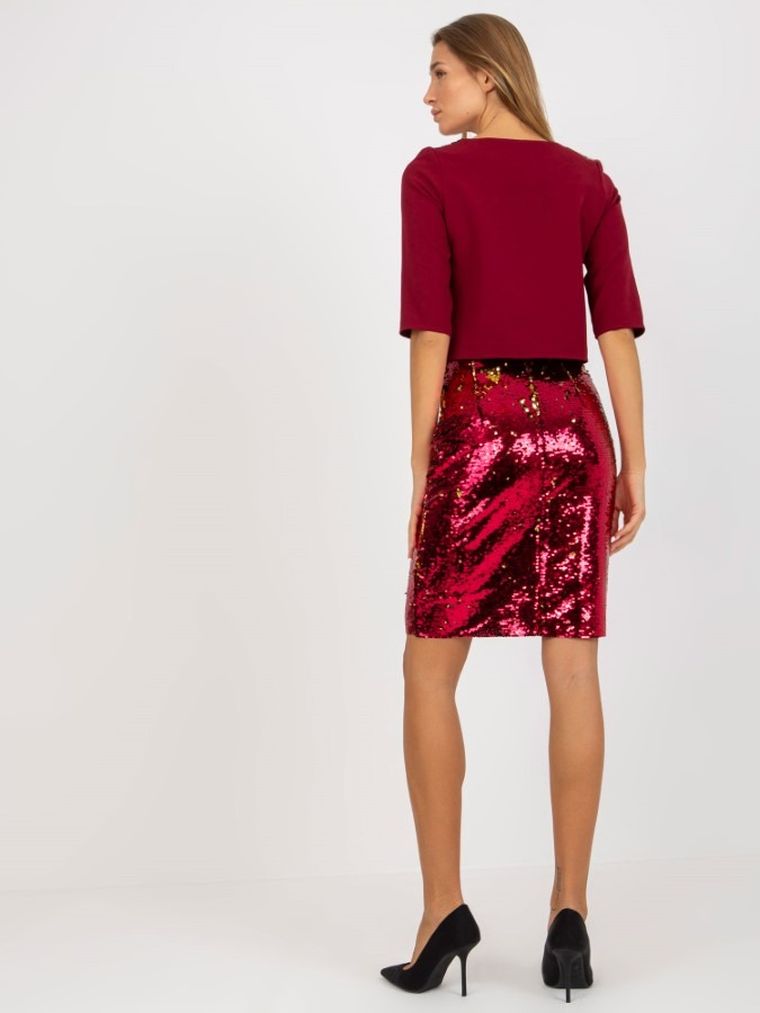 Bluzka damska z rękawem 3/4, bordowa, Lakerta