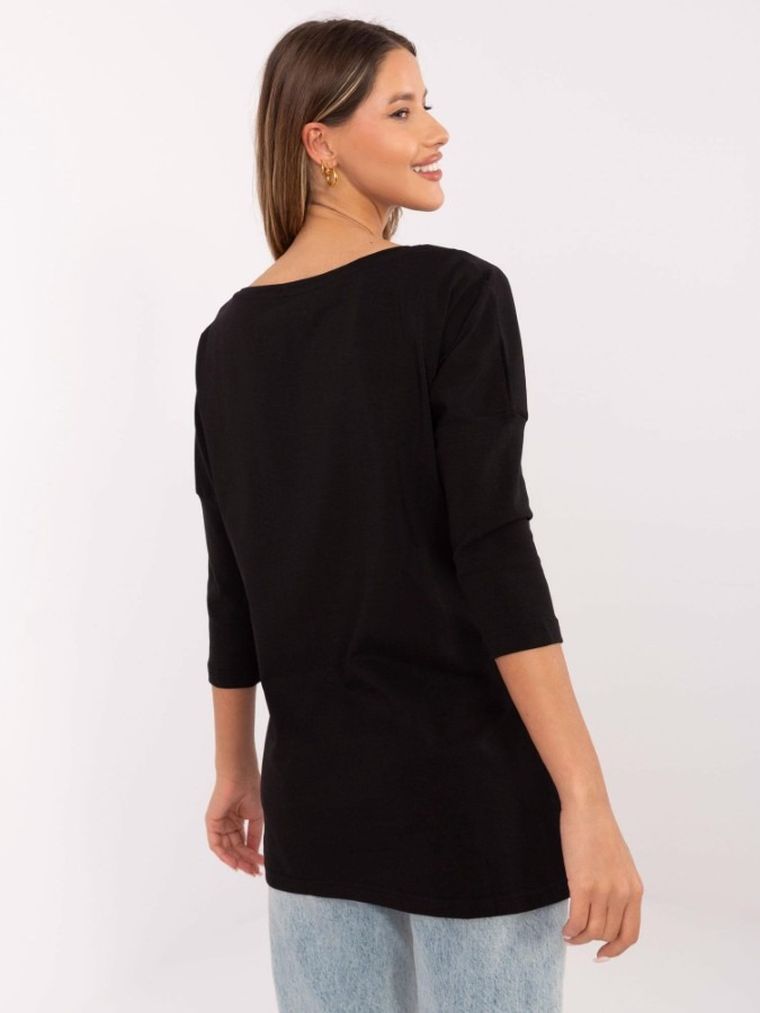 Bluzka damska z rękawem 3/4, czarna, Calimera