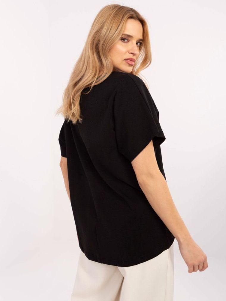 Bluzka damska z rękawem 3/4, czarna, Calimera