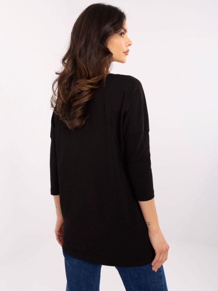 Bluzka damska z rękawem 3/4, czarna, Calimera