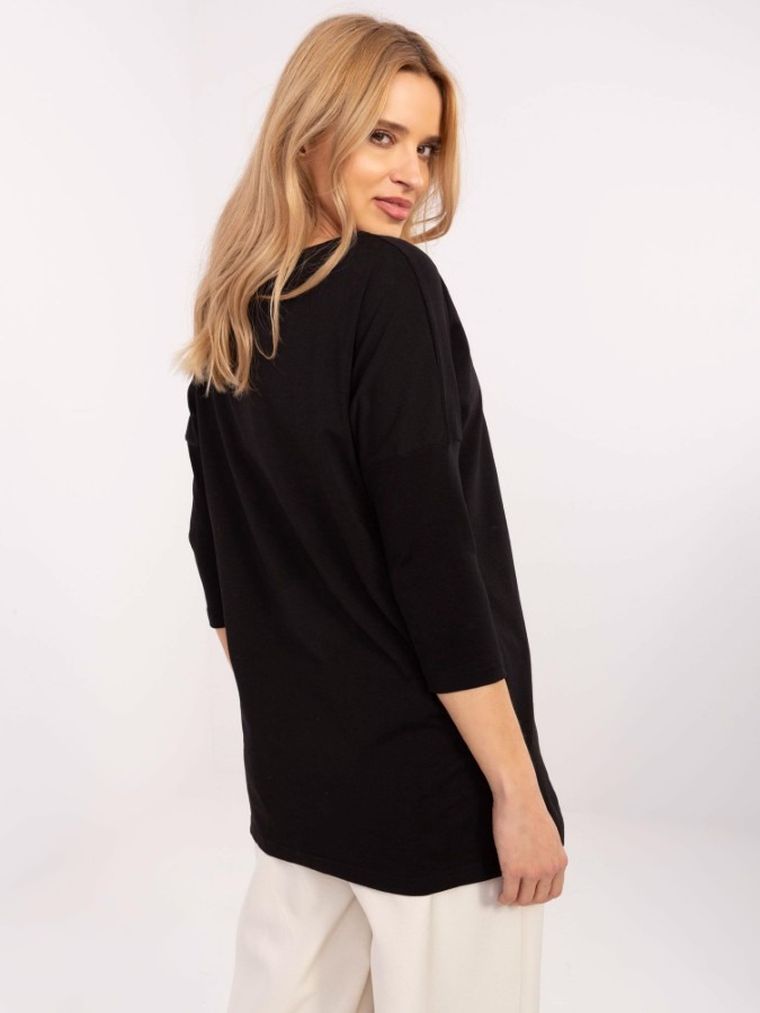 Bluzka damska z rękawem 3/4, czarna, Calimera