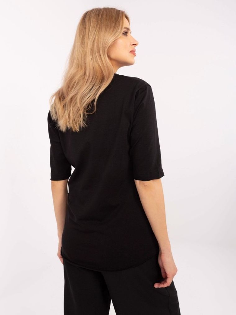 Bluzka damska z rękawem 3/4, czarna, Calimera