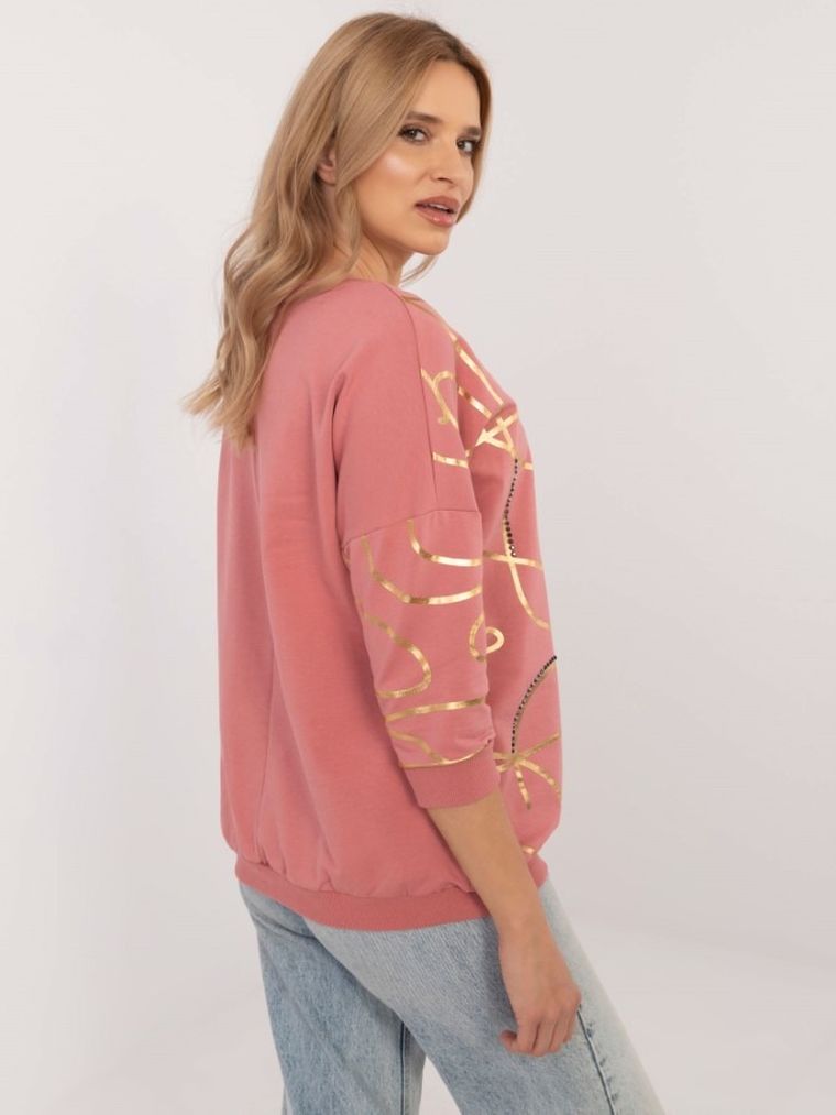 Bluzka damska z rękawem 3/4, różowa, Calimera