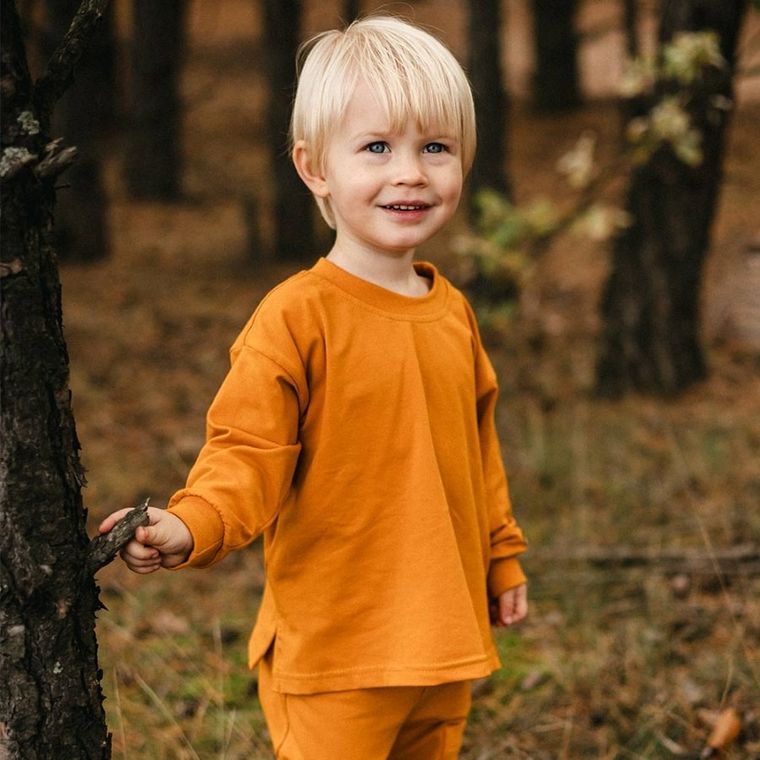 Bluzka dziecięca z długim rękawem, musztardowa, Eevi