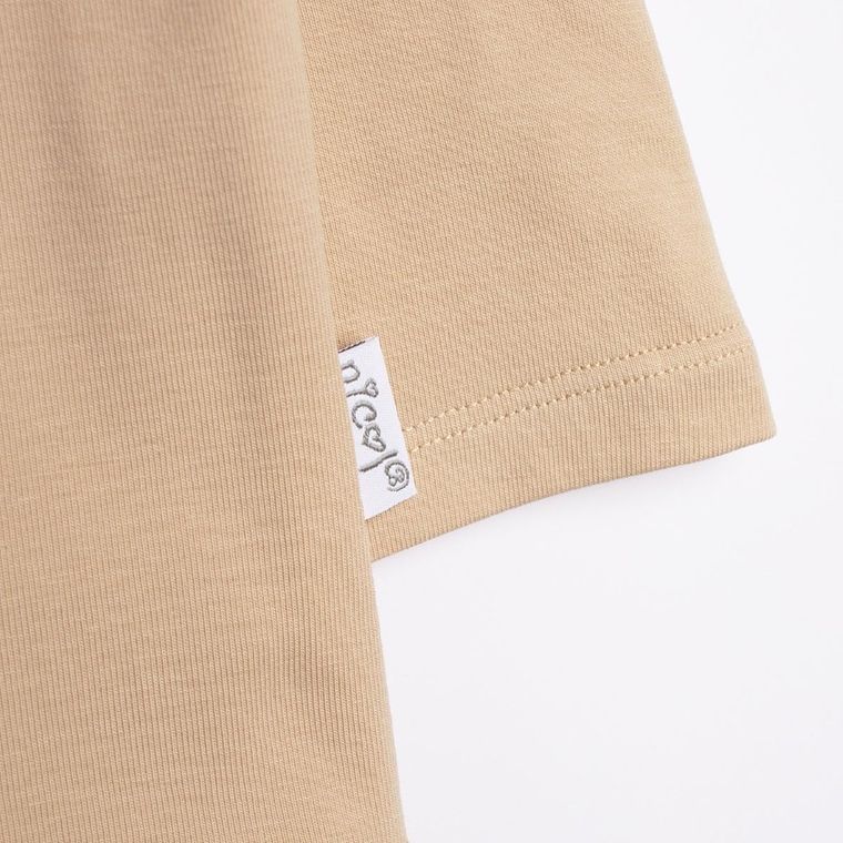 Bluzka dziewczęca z długim rękawem, beżowa, Nicol