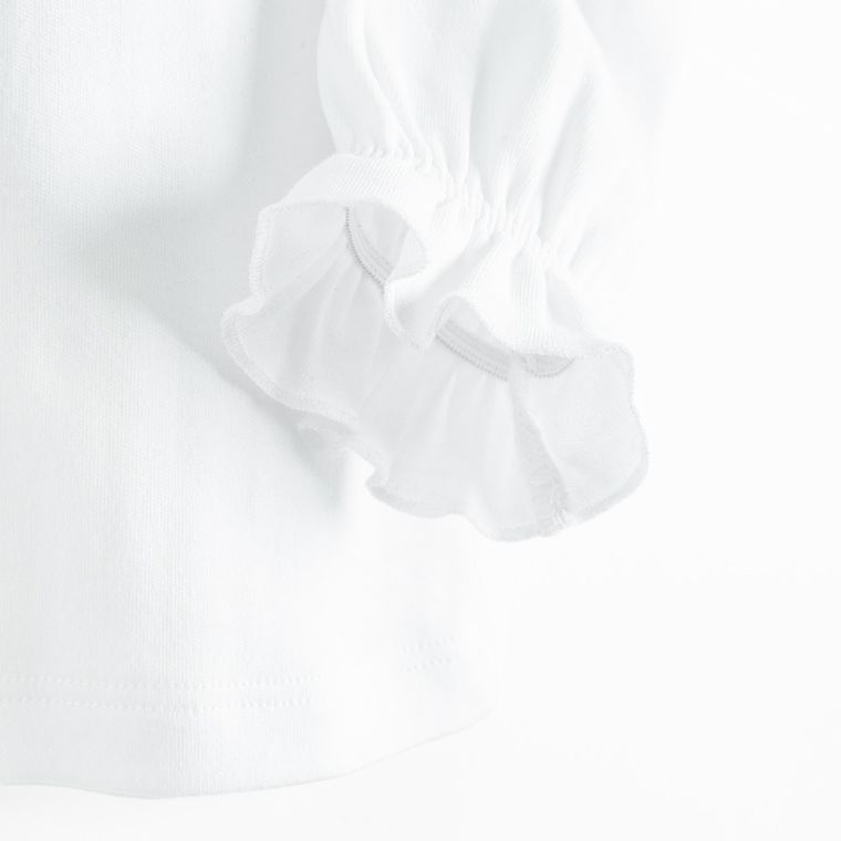 Bluzka dziewczęca z długim rękawem, biała, Nicol