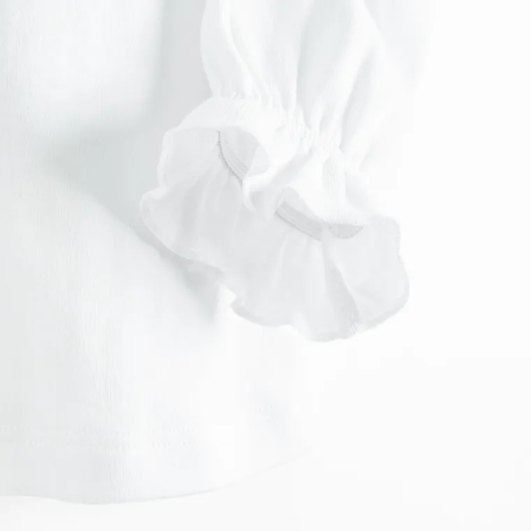 Bluzka dziewczęca z długim rękawem, biała, Nicol