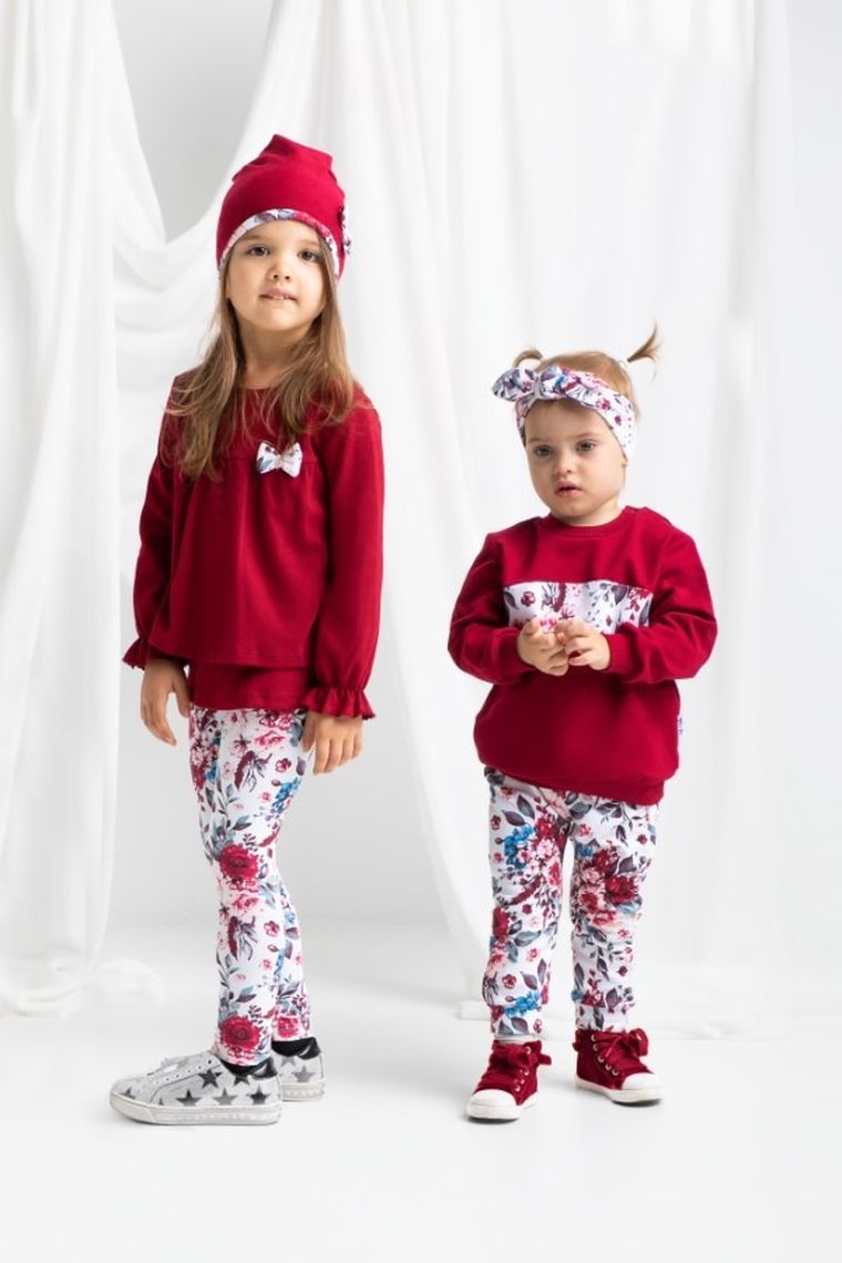 Bluzka dziewczęca z długim rękawem, bordowa, Nicol