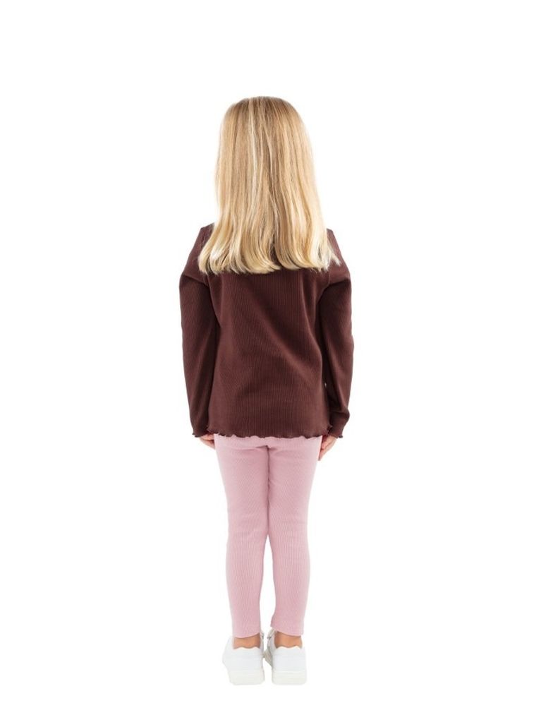 Bluzka dziewczęca z długim rękawem, prążkowana, brązowa, Tup Tup