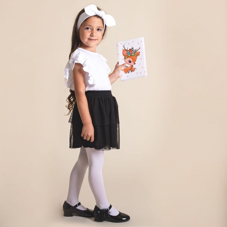 Bluzka dziewczęca z krótkim rękawem, biała, Nicol