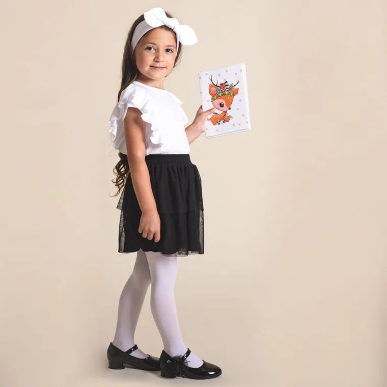 Bluzka dziewczęca z krótkim rękawem, biała, Nicol