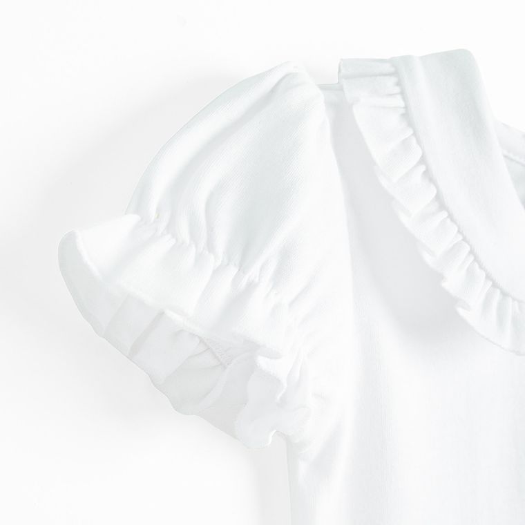 Bluzka dziewczęca z krótkim rękawem, biała, Nicol