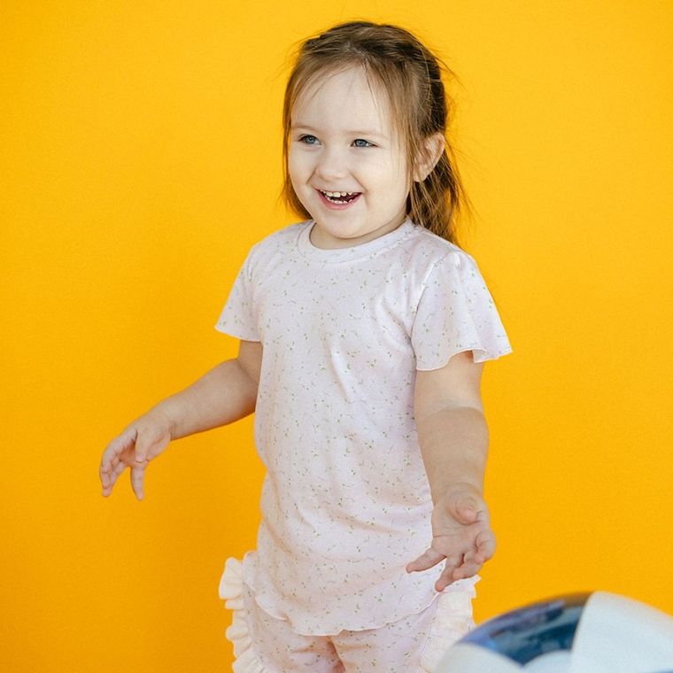 Bluzka dziewczęca z krótkim rękawem, różowa, Eevi