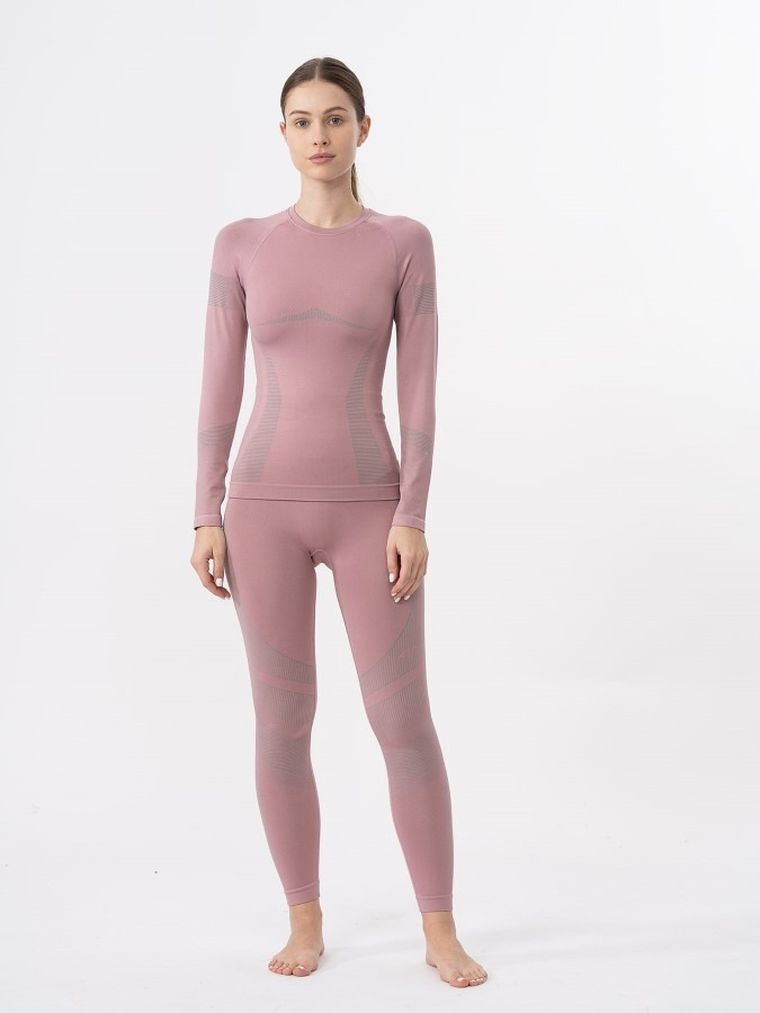 Bluzka termoaktywna damska z długim rękawem, różowa, 4F