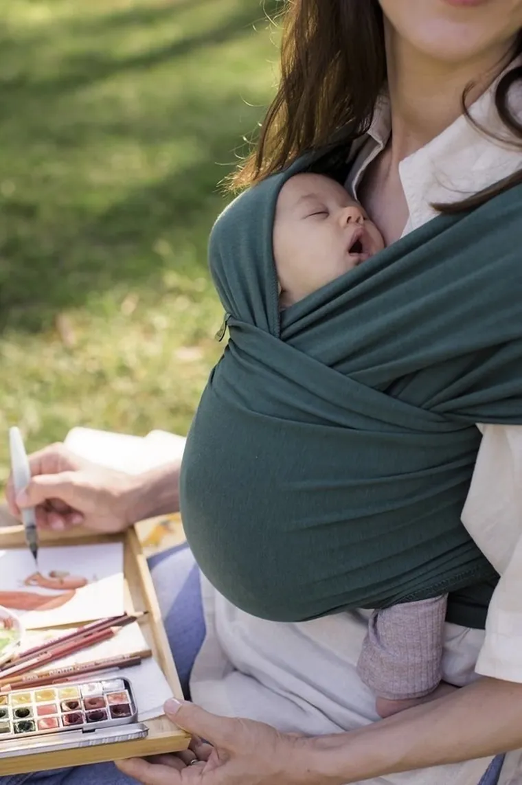 Boba, Organic, chusta do noszenia dziecka, butelkowa zieleń