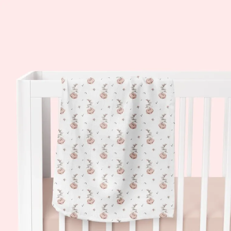 Bocioland, Króliczki, pieluszka bambusowa, 75-75 cm