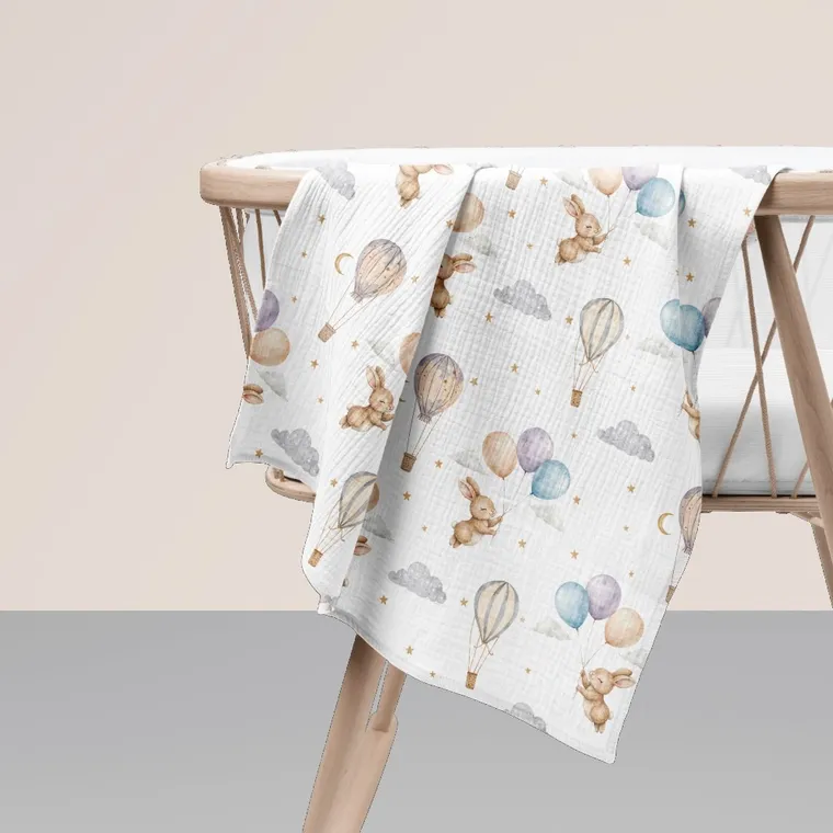 Bocioland, pieluszki muślinowe, marszczone, beżowe, 70-70 cm, 3 szt.