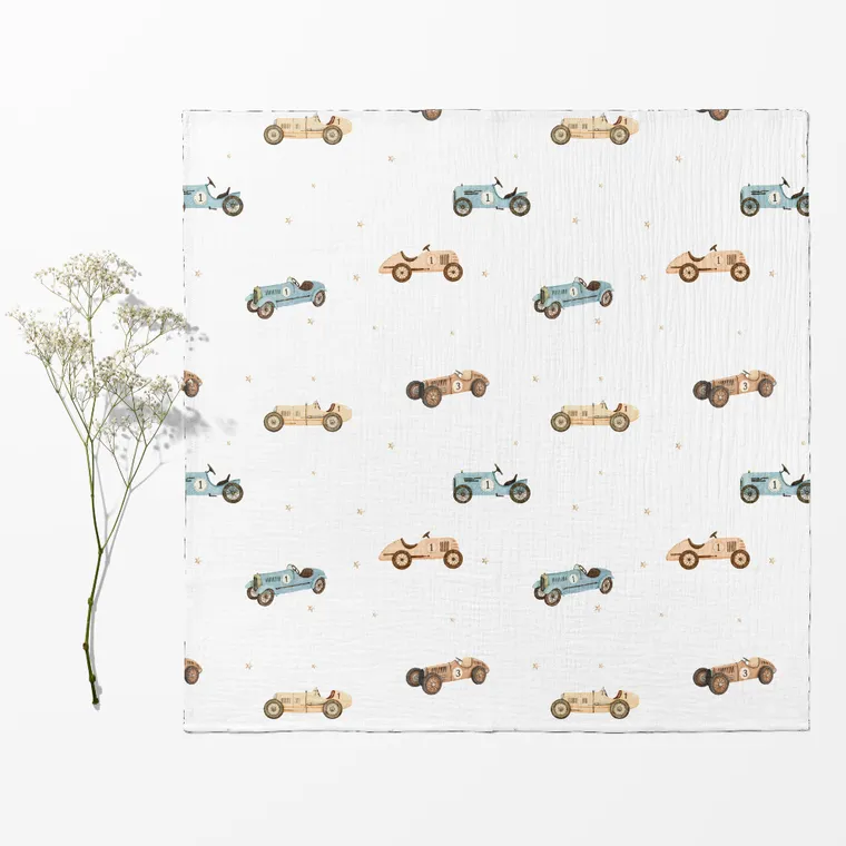 Bocioland, pieluszki muślinowe, niebieskie, 70-70 cm, 3 szt.