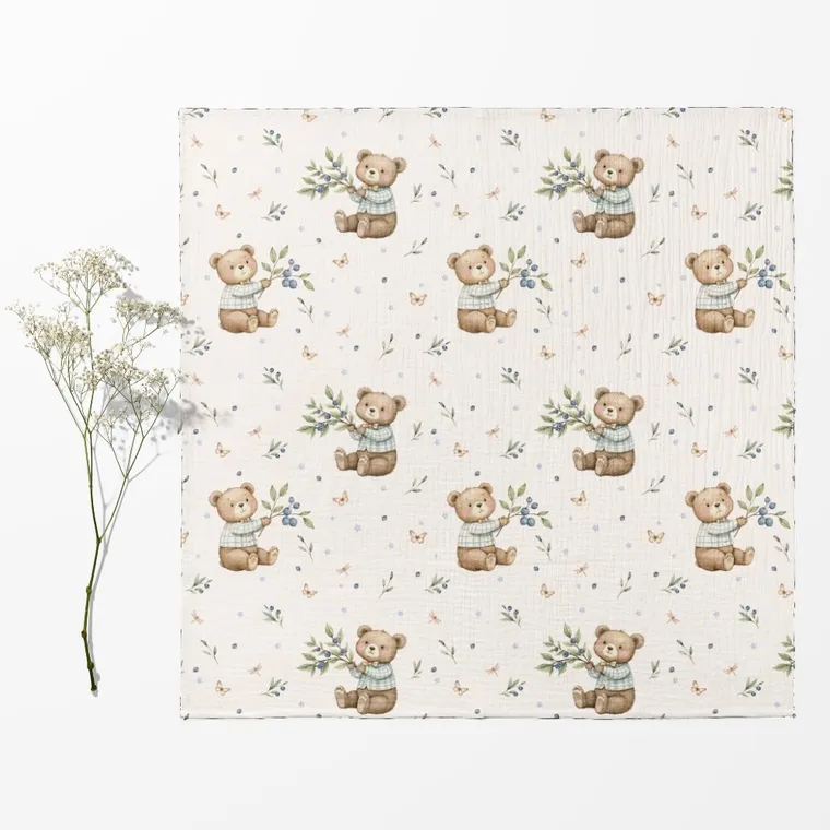 Bocioland, pieluszki muślinowe, zielony, 70-70 cm, 3 szt.