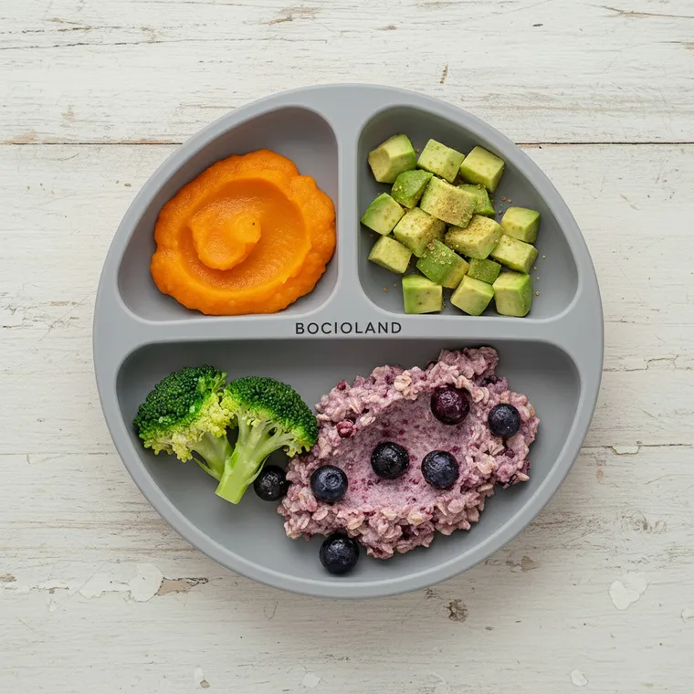 Bocioland, silikonowy talerzyk z przyssawkami i przegródkami, jasny szary