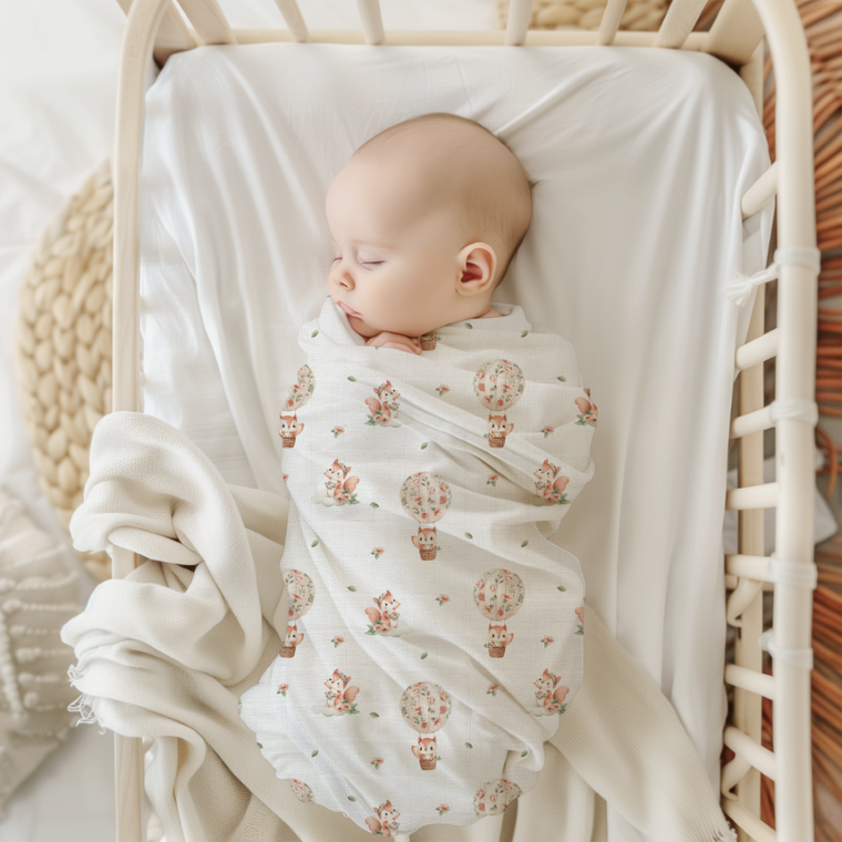 Bocioland, Wiewiórki, pieluszka bambusowa, 110-110 cm