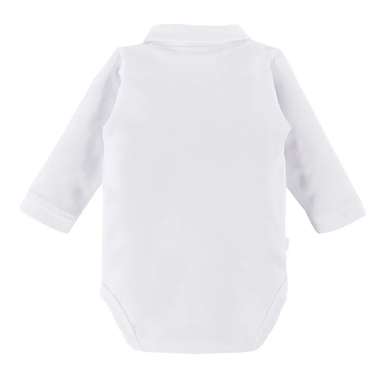 Body chłopięce z długim rękawem, koszulowe, białe, Eevi