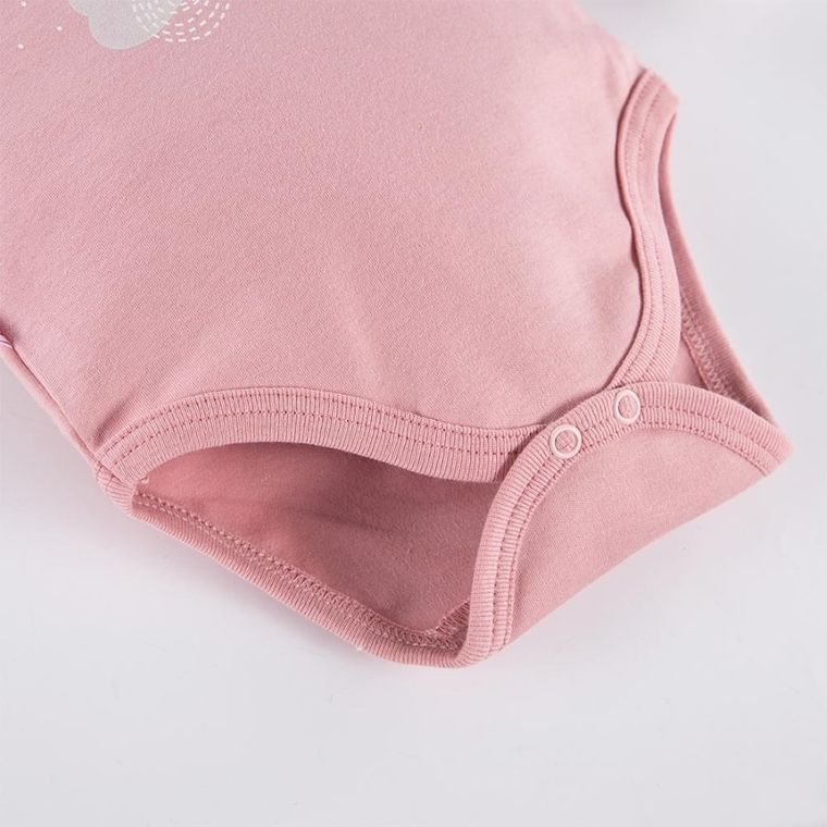 Body dziewczęce z długim rękawem, różowe, myszka, Eevi