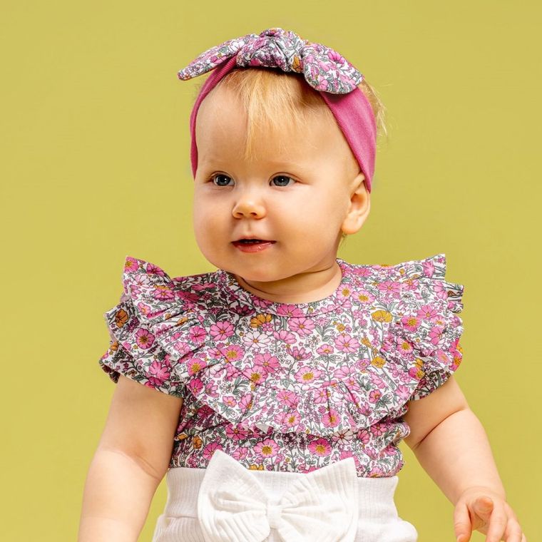 Body dziewczęce z krótkim rękawem, różowe, Nicol